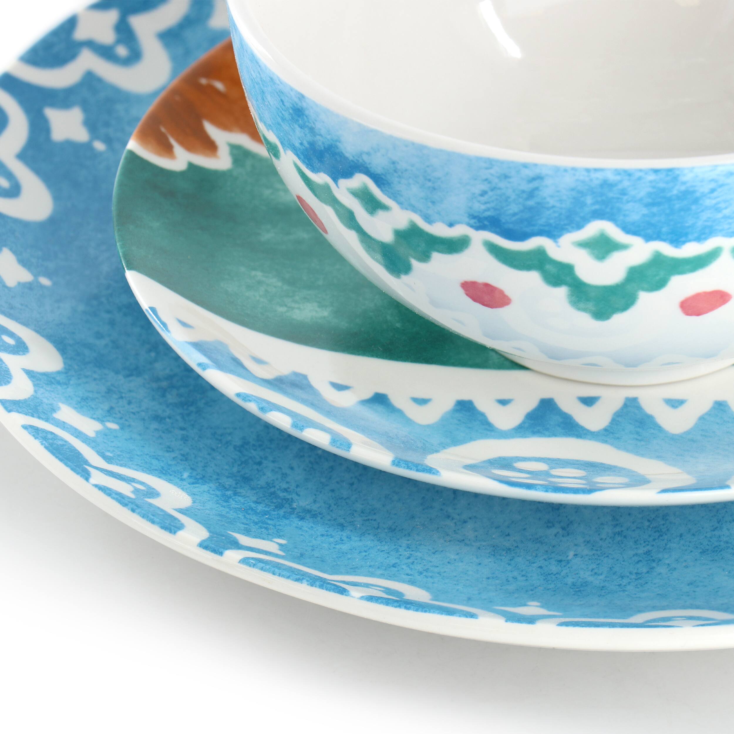 Alt View 3. Gibson - Spice by Tia Mowry Savory Saffron 18 Piece Round Fine Ceramic Dinnerware Set in Golden Blue - Golden Blue.