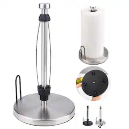 Ocalpur - Metal Paper Towel Holder, Non-Slip Base Countertop Stand, One-Handed Operation, Black