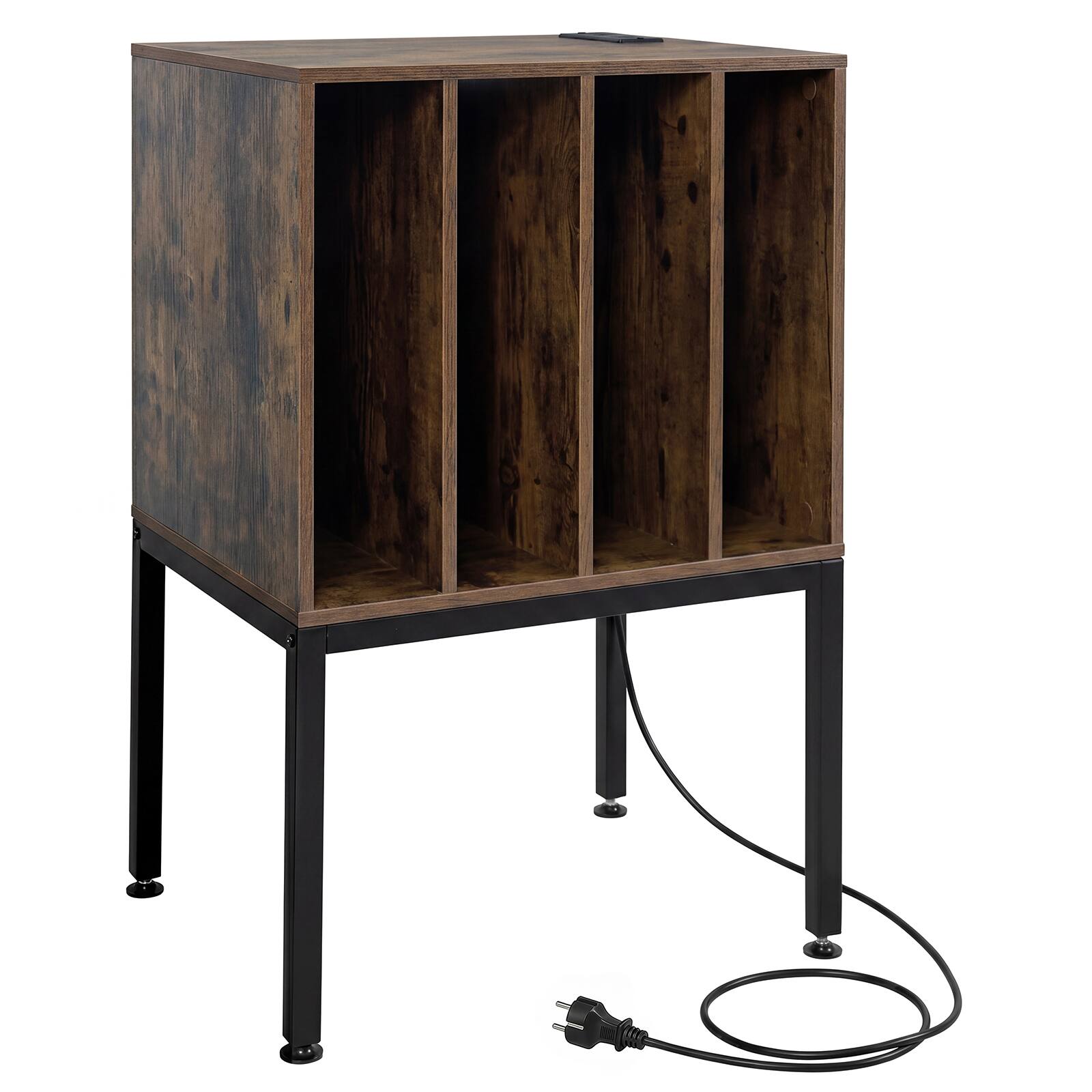 Alt View 9. Costway - Costway Record Player Stand with Power Outlets,Turntable Station with Divider Holds150 Records - Rustic Brown.