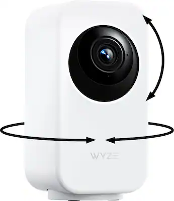 Front. Wyze - Indoor Cam Pan 2K Indoor Pan/Tilt Wired Security Camera with Motion Tracking, Color Night Vision and 2-Way Audio - White.