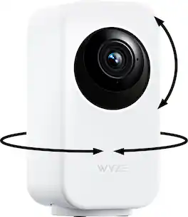 Wyze - Indoor Cam Pan 2K Indoor Pan/Tilt Wired Security Camera with Motion Tracking, Color Night Vision and 2-Way Audio - White
