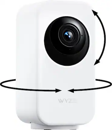 Front. Wyze - Indoor Cam Pan 2K Indoor Pan/Tilt Wired Security Camera with Motion Tracking, Color Night Vision and 2-Way Audio - White.