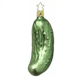 Inge Glas - Heirlooms Large Pickle German Glass Christmas Ornament with Legend FREE BOX - Green