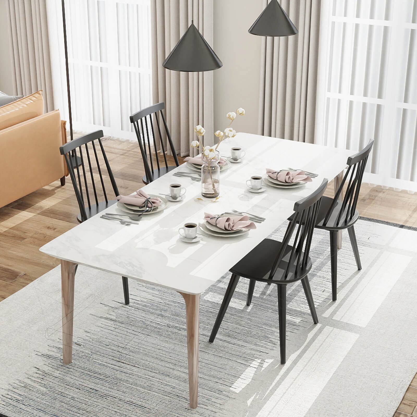 Alt View 4. Costway - Costway Windsor Dining Chairs Set of 4 w/Rubber Wood Frame High Spindle Back for Home - Black.