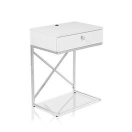 Furniture of America - Kylie Modern Wood 1-Drawer End Table in Glossy - White