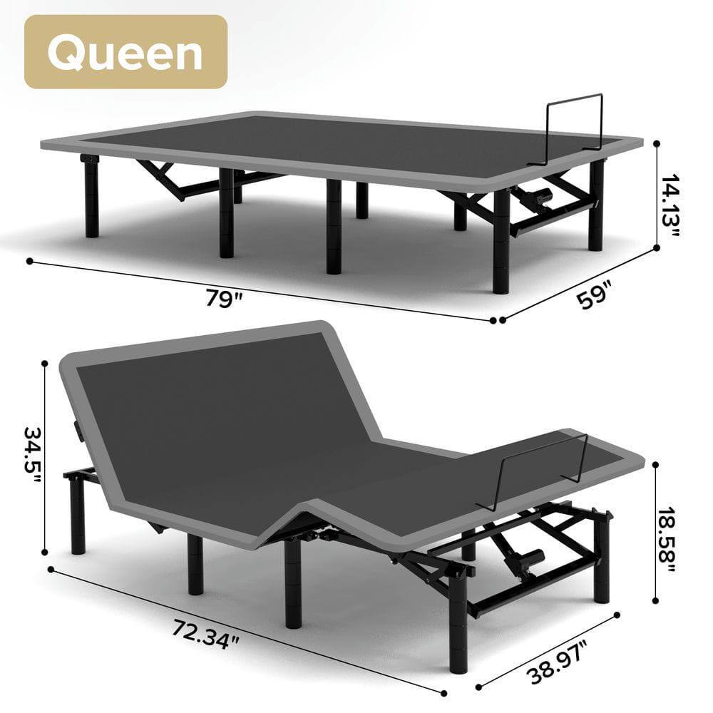 Queen  
79" x 59" x 14.13"  
72.34" x 38.97" x 18.58"  
34.5"