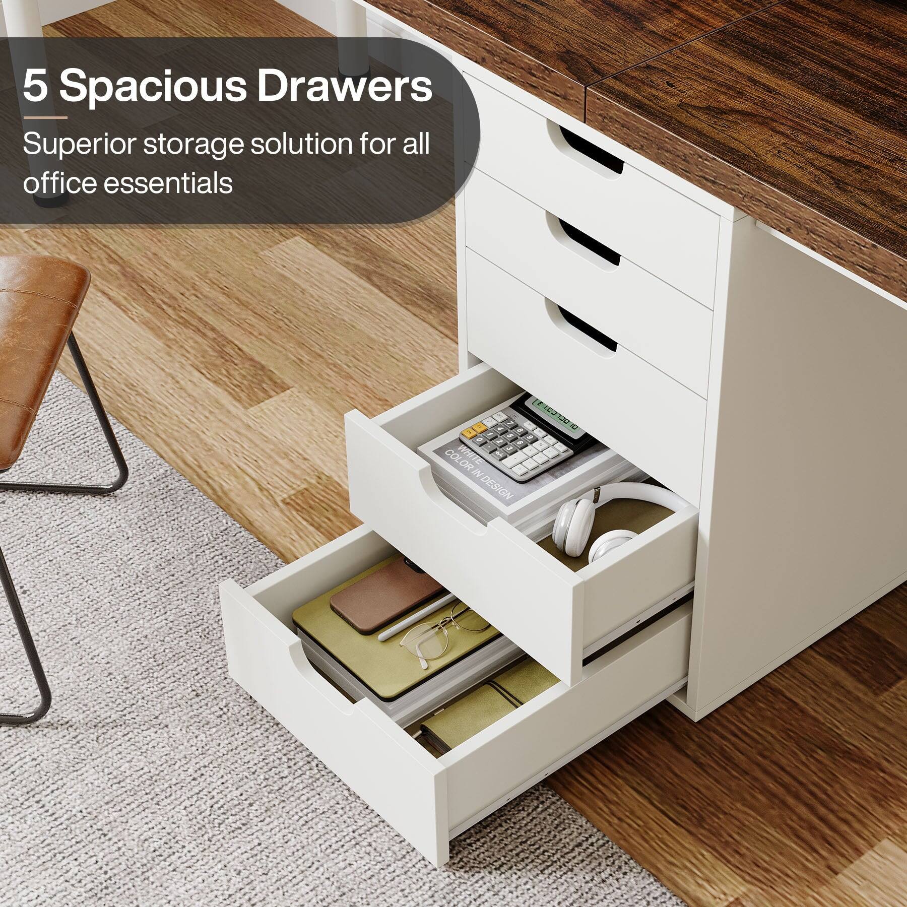 5 Spacious Drawers  
Superior storage solution for all office essentials