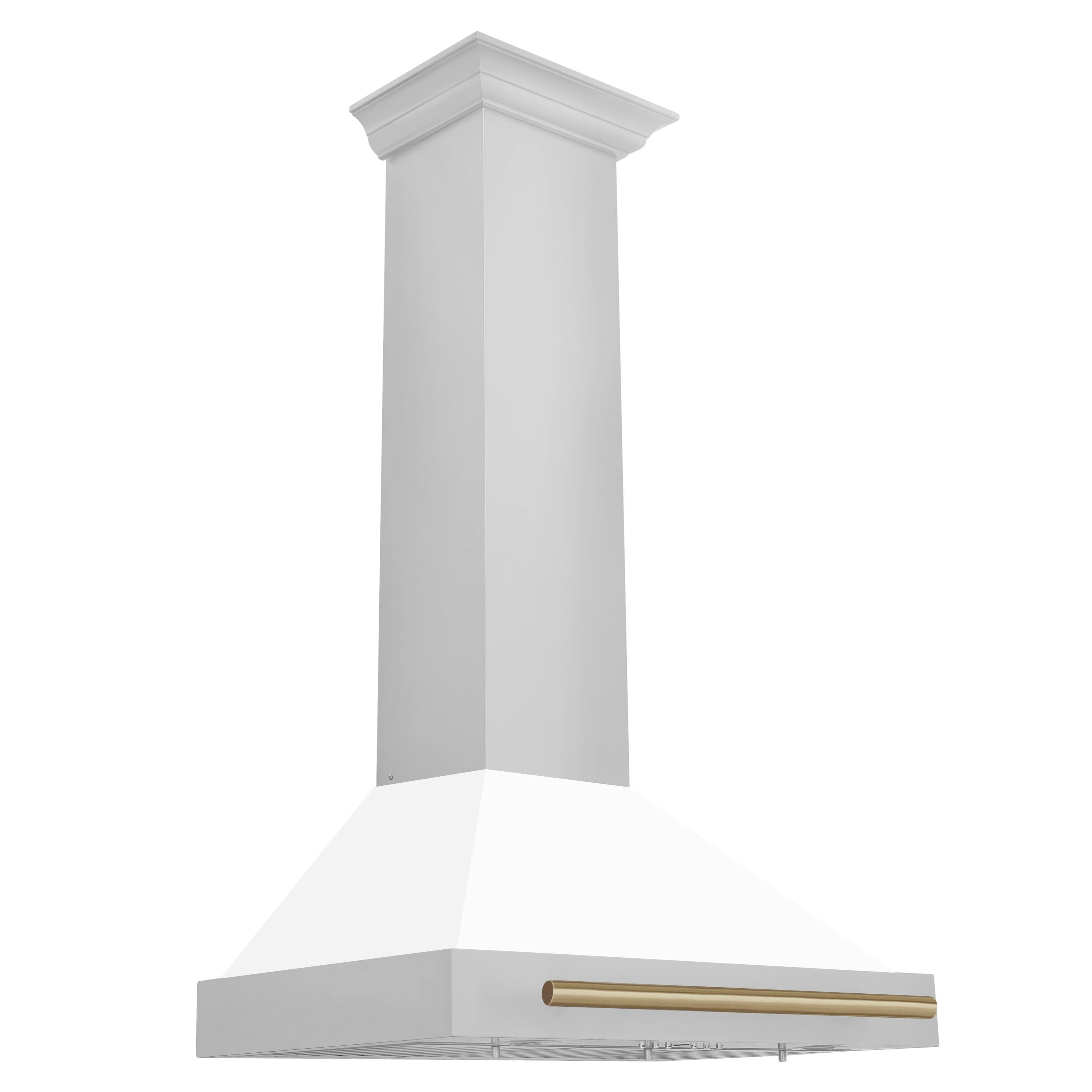 Back. ZLINE - ZLINE 30 in. Autograph Edition Convertible Stainless Steel Range Hood with White Matte Shell and Champagne Accents - White Matte.