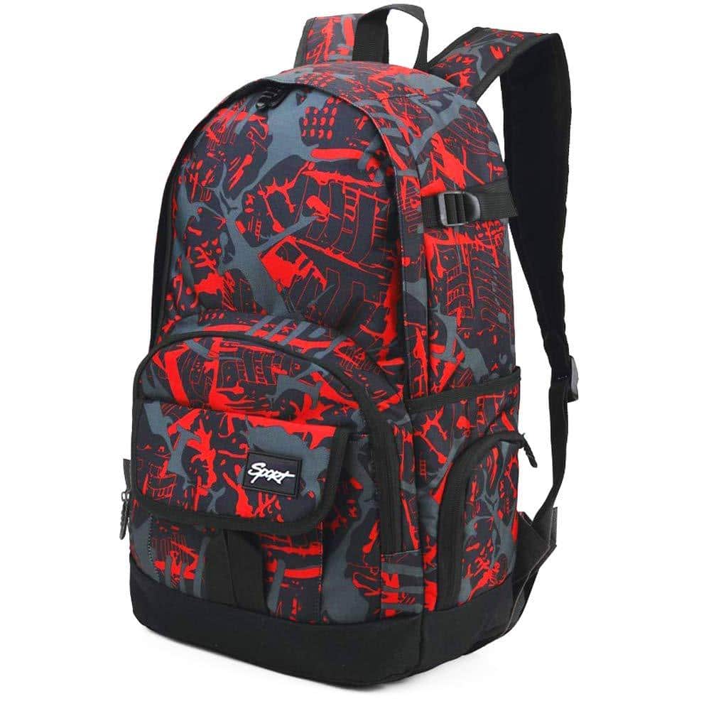 Live At Space - School Backpack Travel Bag For Men & Women Lightweight College Pack With Laptop Compartmen - New Red-1