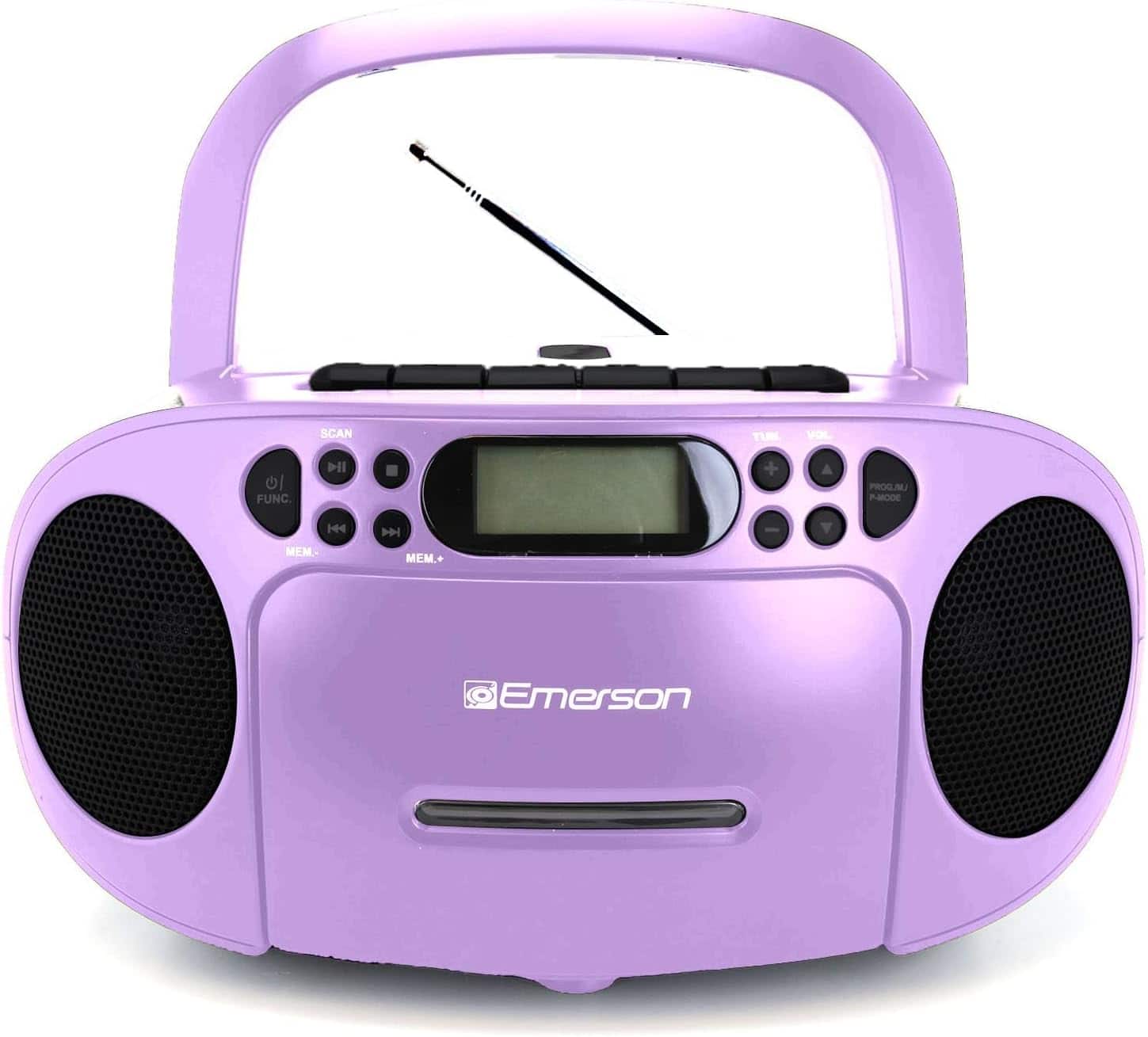 Emerson - Portable CD Player Boombox with Cassette Player Combo, Tape Recorder, AM/FM Radio, AUX Input, (EPB-3003 - Lilac