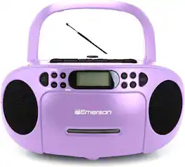 Emerson - Portable CD Player Boombox with Cassette Player Combo, Tape Recorder, AM/FM Radio, AUX Input, (EPB-3003 - Lilac