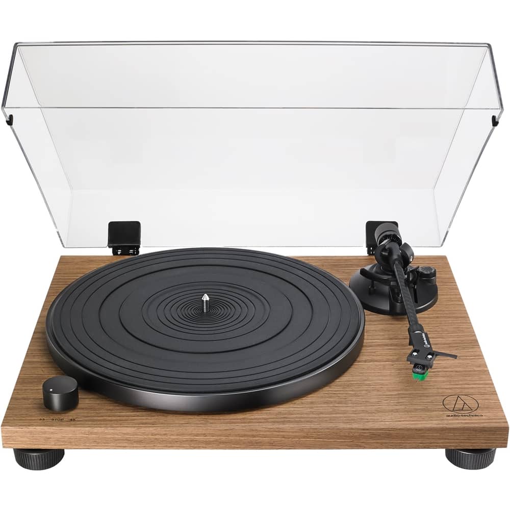 Front. Audio-Technica - Audio Technica AT-LPW40WN Wood Base Turntable - Walnut.