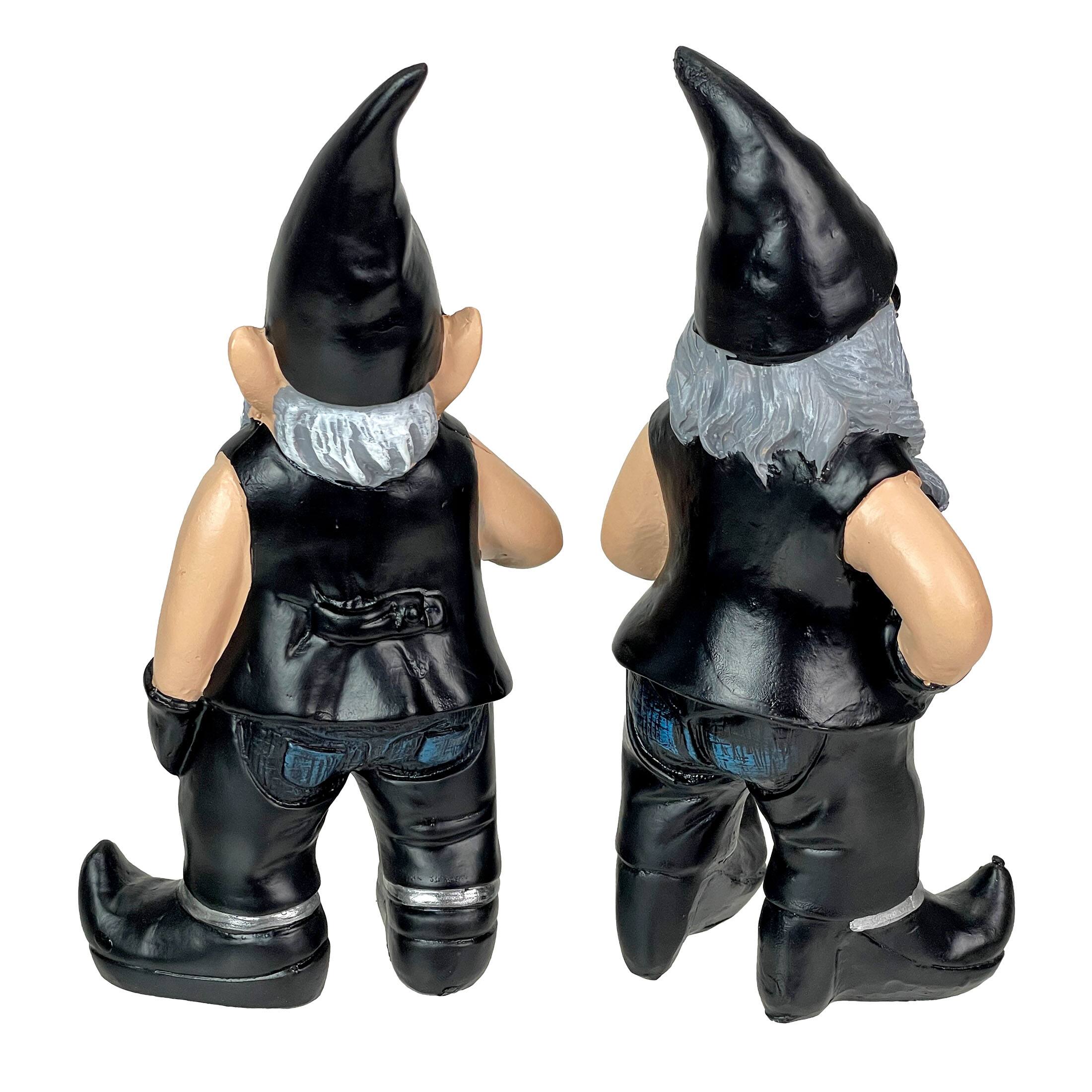 Alt View 9. Zeckos - Gnoschitt and Gnofun Thirsty Biker Garden Gnome Statues 7.5 Inches High - Black.