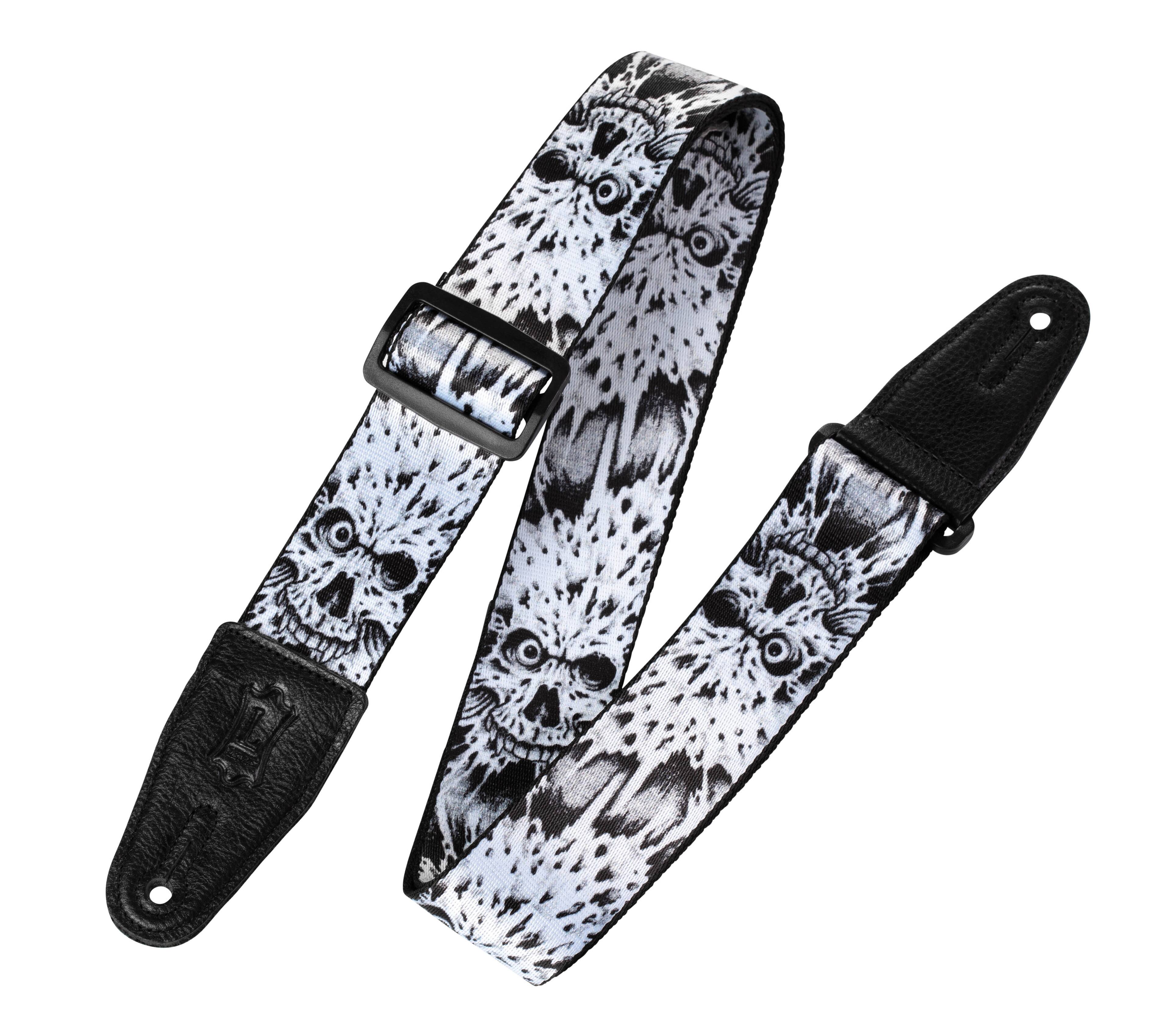 Front. Levy's Leathers - Polyester Guitar Strap, Print Series - 2 inch. Wide - Zombie Skull.