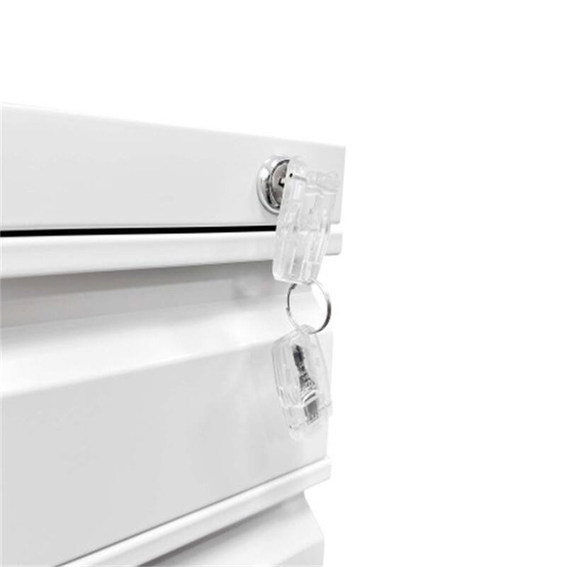 Alt View 5. HTUTWOO - Mobile File Cabinet 3-Drawer with Lock - Metal Filing Cabinet, Home Organizer,Legal Holder,Fully Assembled Except Wheels - White.