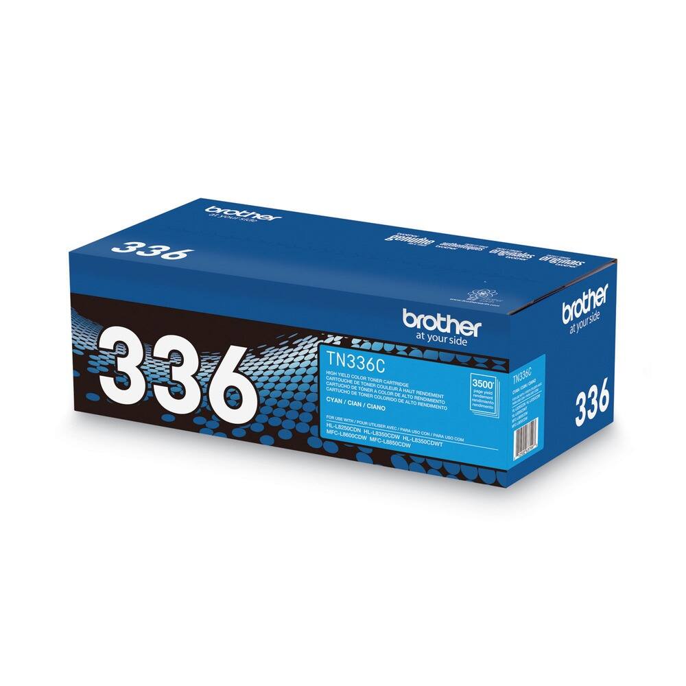 Brother at your side

336

TN336C
High Yield Cyan Toner Cartridge
CARTOUCHE DE TONER CYAN HAUTE RENDU
CARTUCHO DE TONER CÍAN DE ALTA RENDIMIENTO
CARTUCHO DE TONER CÍAN DE ALTA RENDIMENTO

3500
Approx. 3500 pages

FOR USE WITH:
HL-L8360CDW / MFC-L8360CDW

TN336C
CARTOUCHE DE TONER CYAN HAUTE RENDU
CARTUCHO DE TONER CÍAN DE ALTA RENDIMIENTO
CARTUCHO DE TONER CÍAN DE ALTA RENDIMENTO

HL-L8360CDW / MFC-L8360CDW