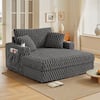 Front. KERDOM - 58'' Oversized Chaise Lounge, Living Room Plush Sofa Bed Chair Bed, Sleeper Couch Bed With Storage Space Office Daybed - Grey.