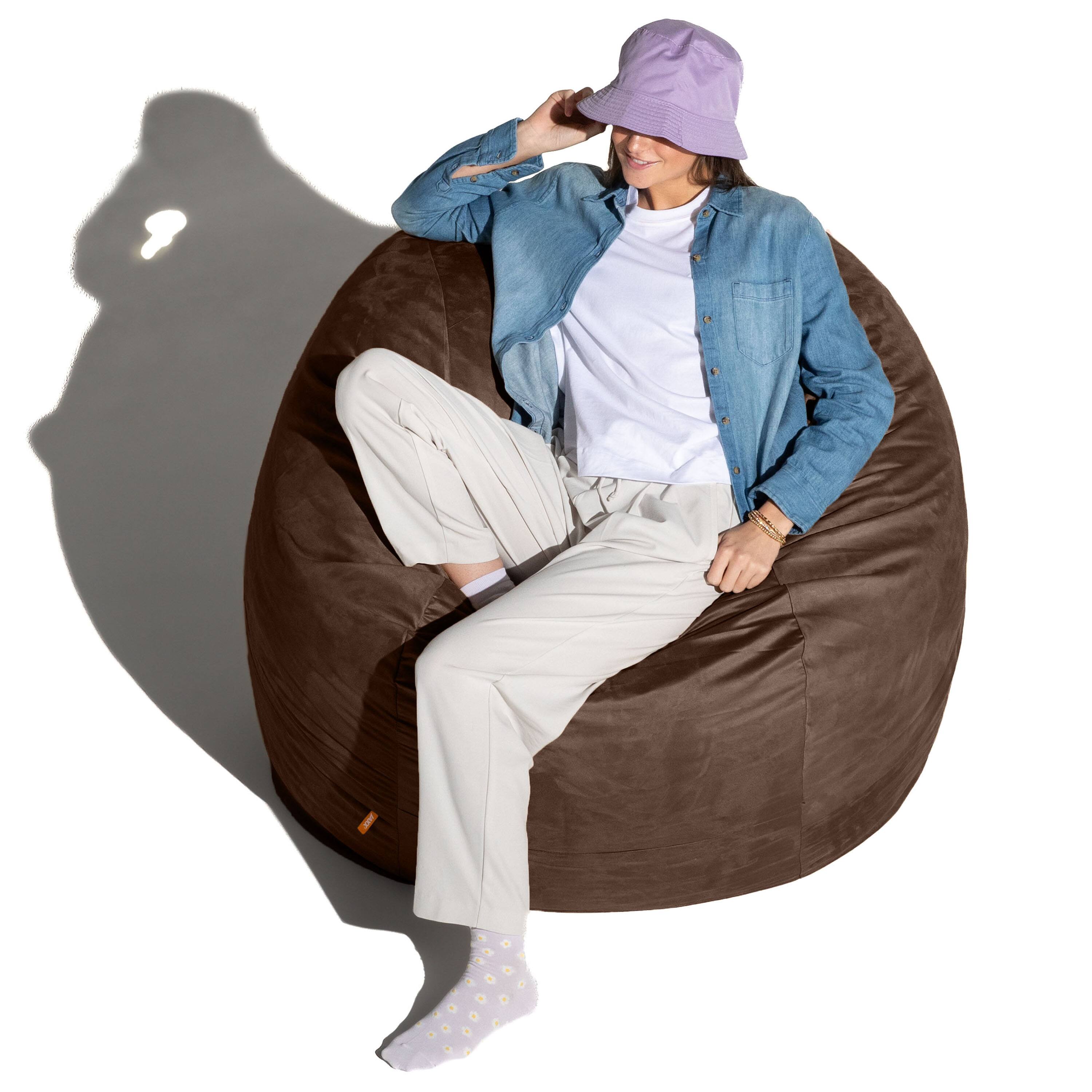 Alt View 4. Jaxx - Jaxx 4 ft Round Bean Bag Chair for Adults, Chocolate - Chocolate.