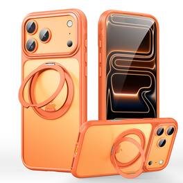 Dteck - Magnetic Case For Apple iPhone 18 Pro Max Shockproof 360° Rotatable Ring Kickstand Cover Compatible with MagSafe - Orange