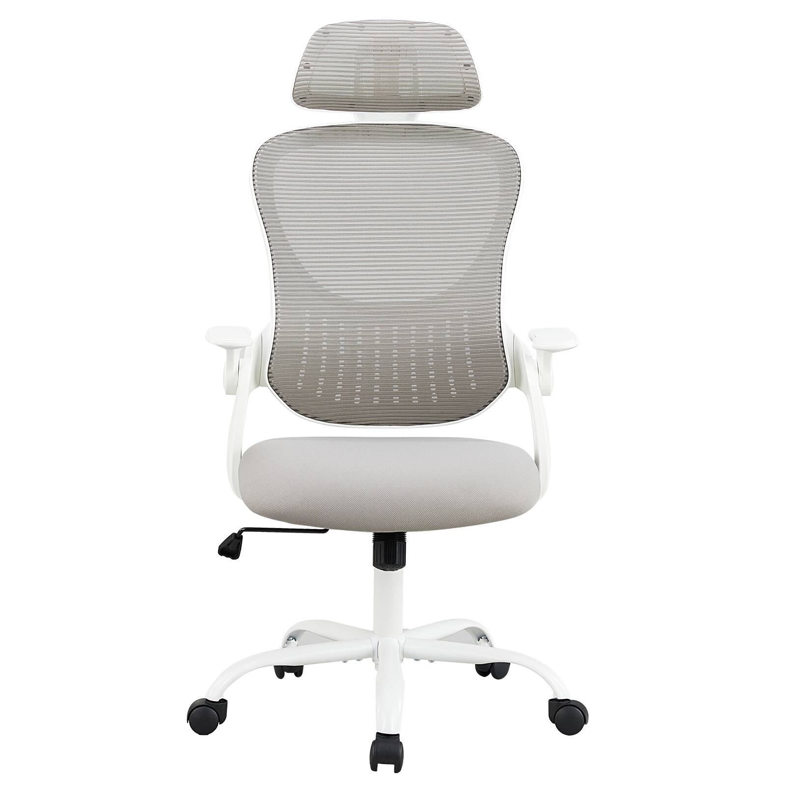 Front. Spaco - Spaco Executive Office Chair with Headrest and Lumbar Support,Ergonomic Mesh Computer Desk Chair,Adjustable Flip-up Arms - White.