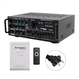 Topteng - 2000W Peak Bluetooth 5.0 HiFi Stereo Amplifier – Karaoke, FM, USB/SD, 4 Mics inputs, EQ, Fit for Home/Party/Car - Black