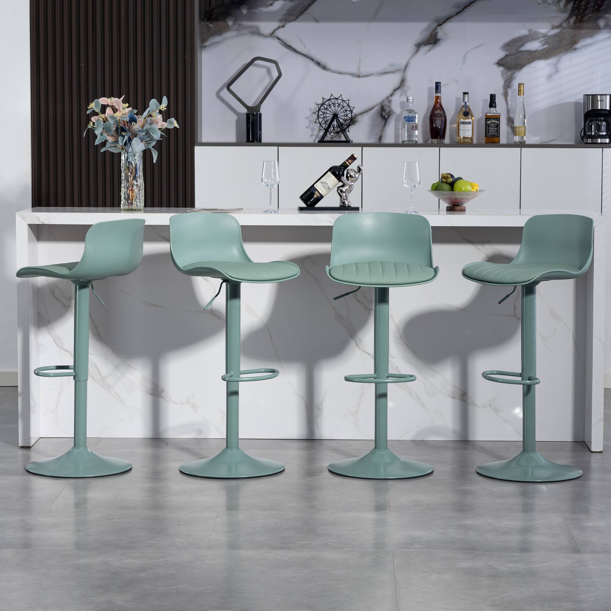 Alt View 1. GOODSILO - Set of 2 Adjustable Swivel Bar Stools with Backrest, Modern Counter Height Stools for Kitchen Islands - Mint Green.