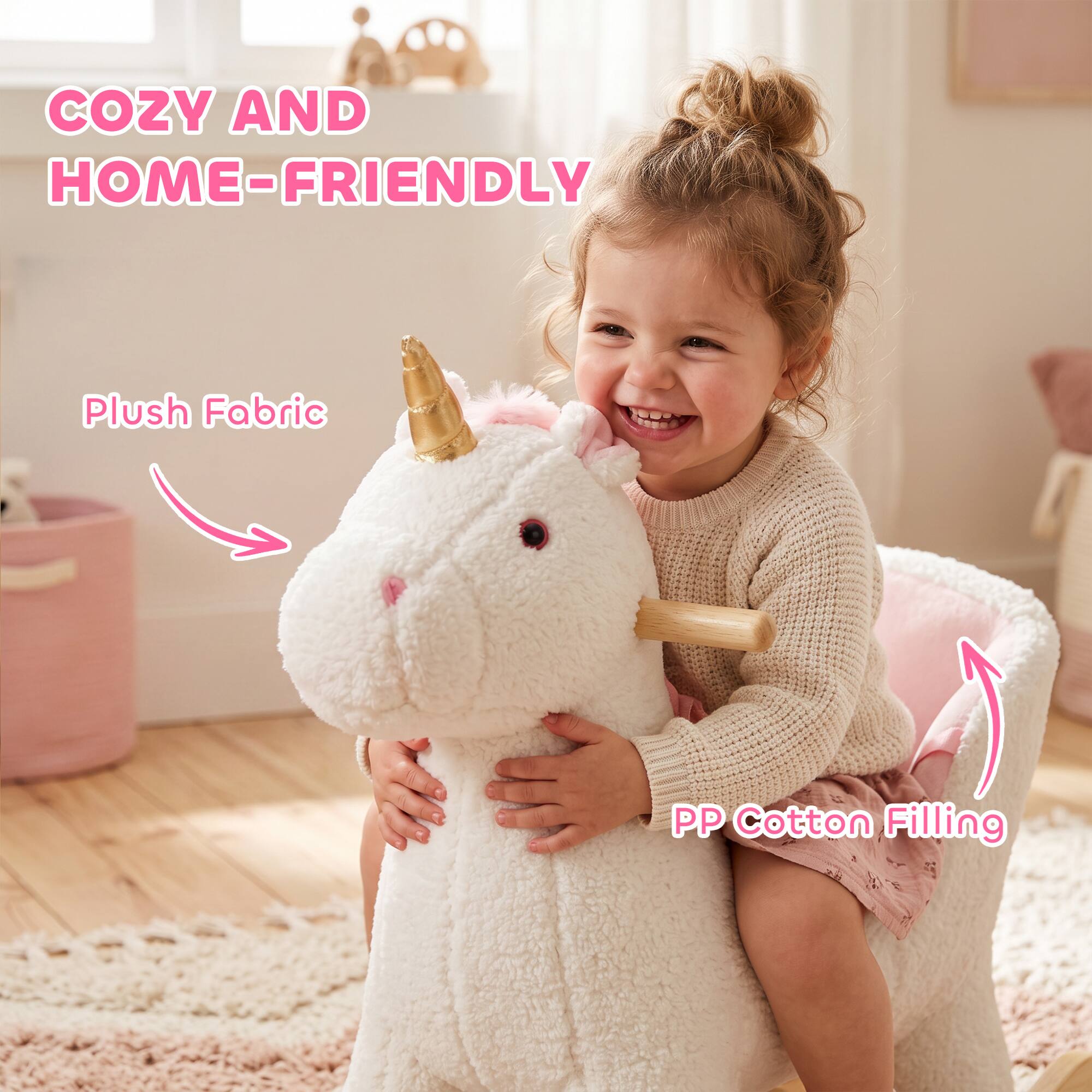 COZY AND HOME-FRIENDLY  
Plush Fabric  
PP Cotton Filling