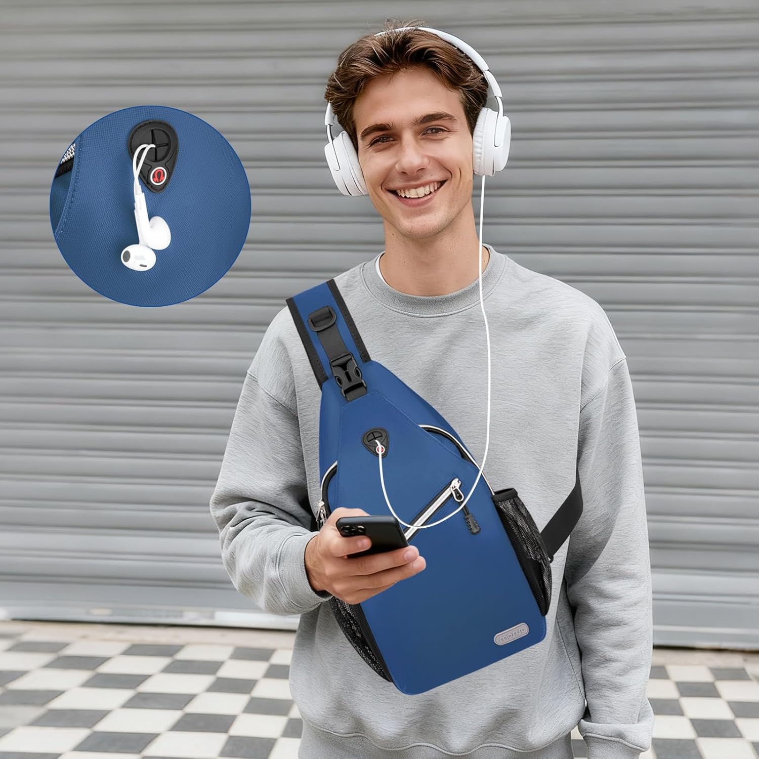 Left. mosiso - Sling Backpack Multipurpose Crossbody Shoulder Bag Travel Hiking Daypack - Teal.