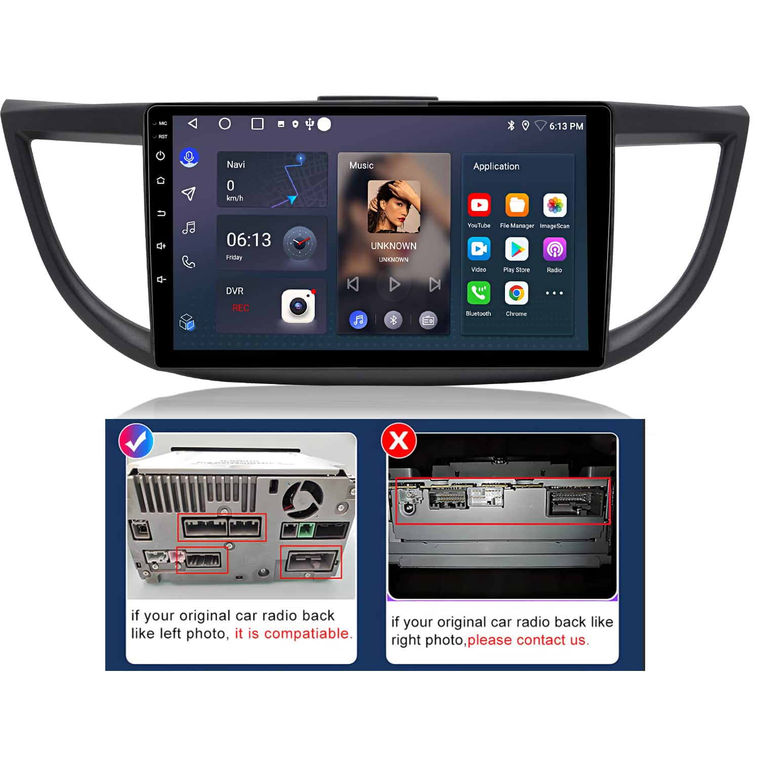Junsun - 2+64GB Android 14 Carplay Car Stereo Radio GPS Navi WIFI RDS SWC FM BT For Honda CRV 2012-2016 High-end Configuration - Black