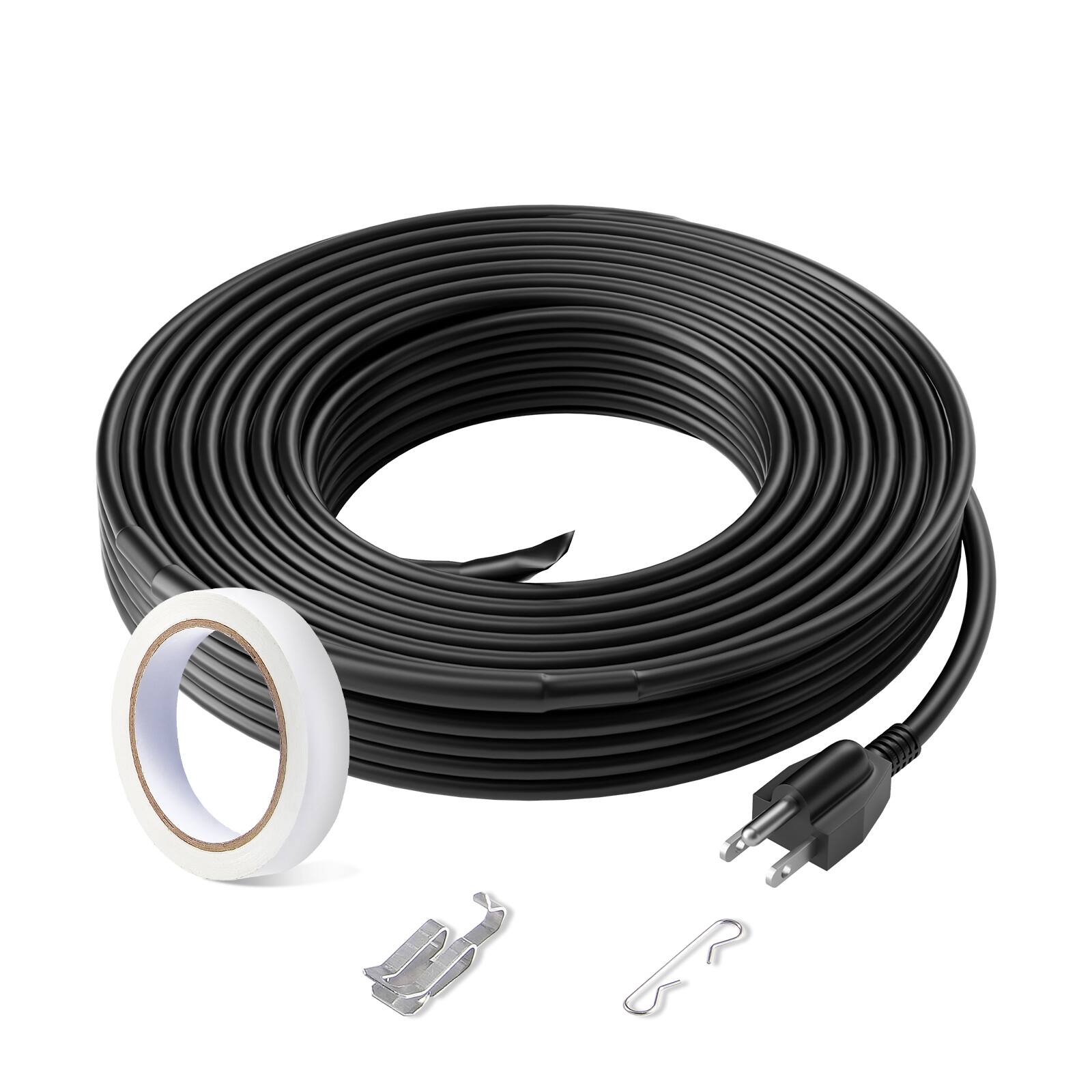 Alt View 5. VEVOR - Self-Regulating Pipe Heating Cable, 24FT 5W/FT Heat Tape for Pipes, Roof Snow Melting De-icing, Gutter and Pipe Freeze - Black.