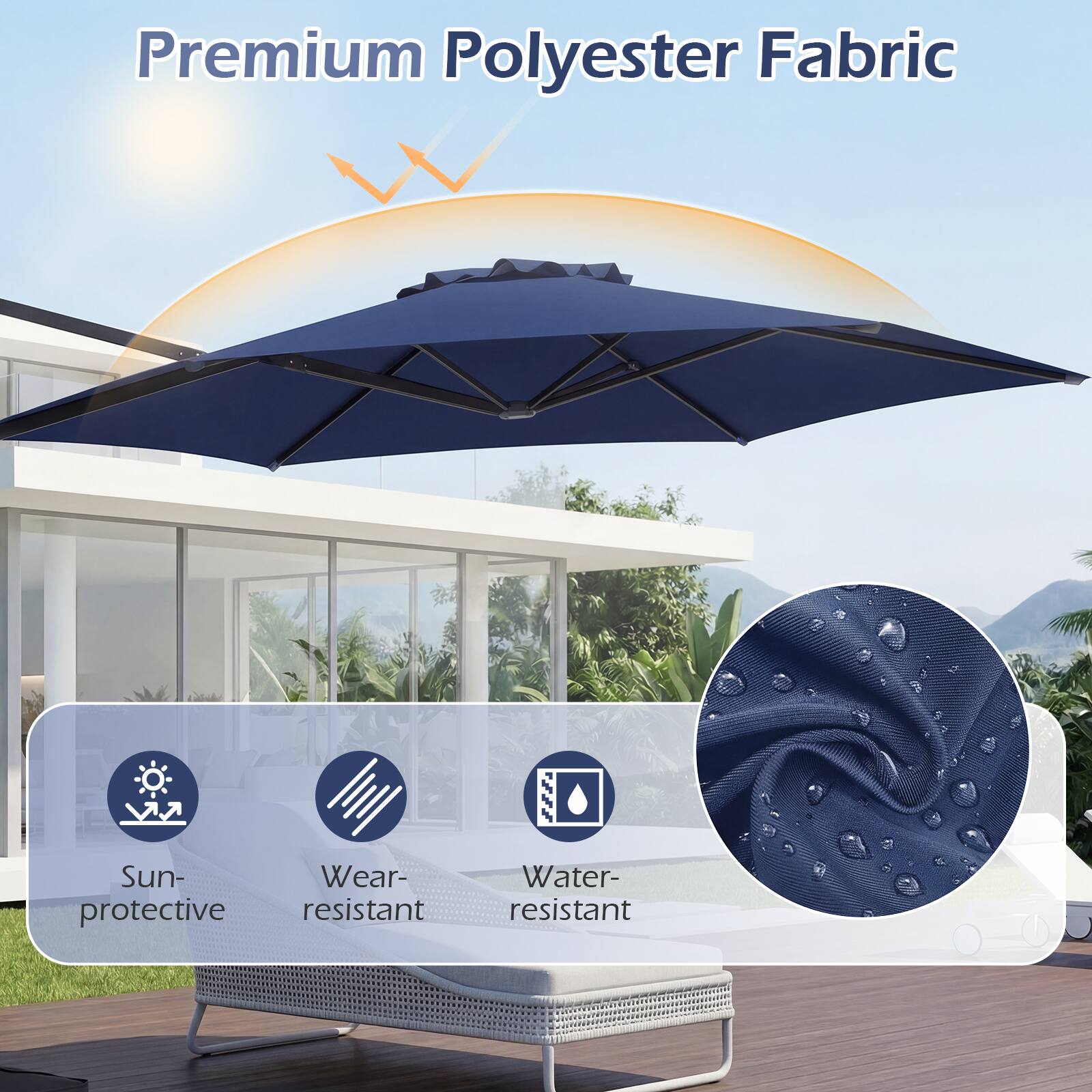Premium Polyester Fabric

- Sun-protective
- Wear-resistant
- Water-resistant