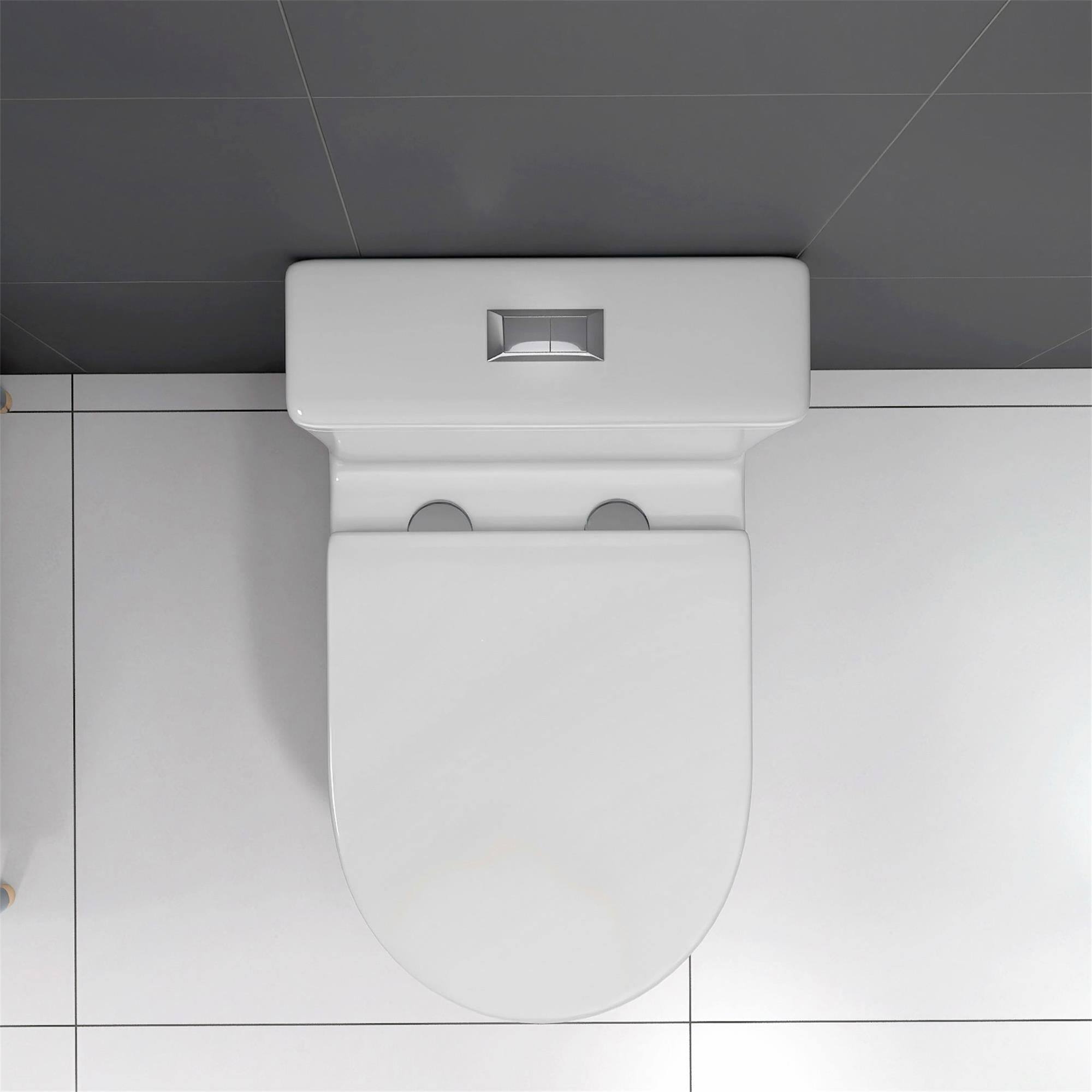 Alt View 3. Boyel Living - Small Compact One Piece Dual Flush Toilet 23 inch Short Depth White for Tiny Bathroom - White.