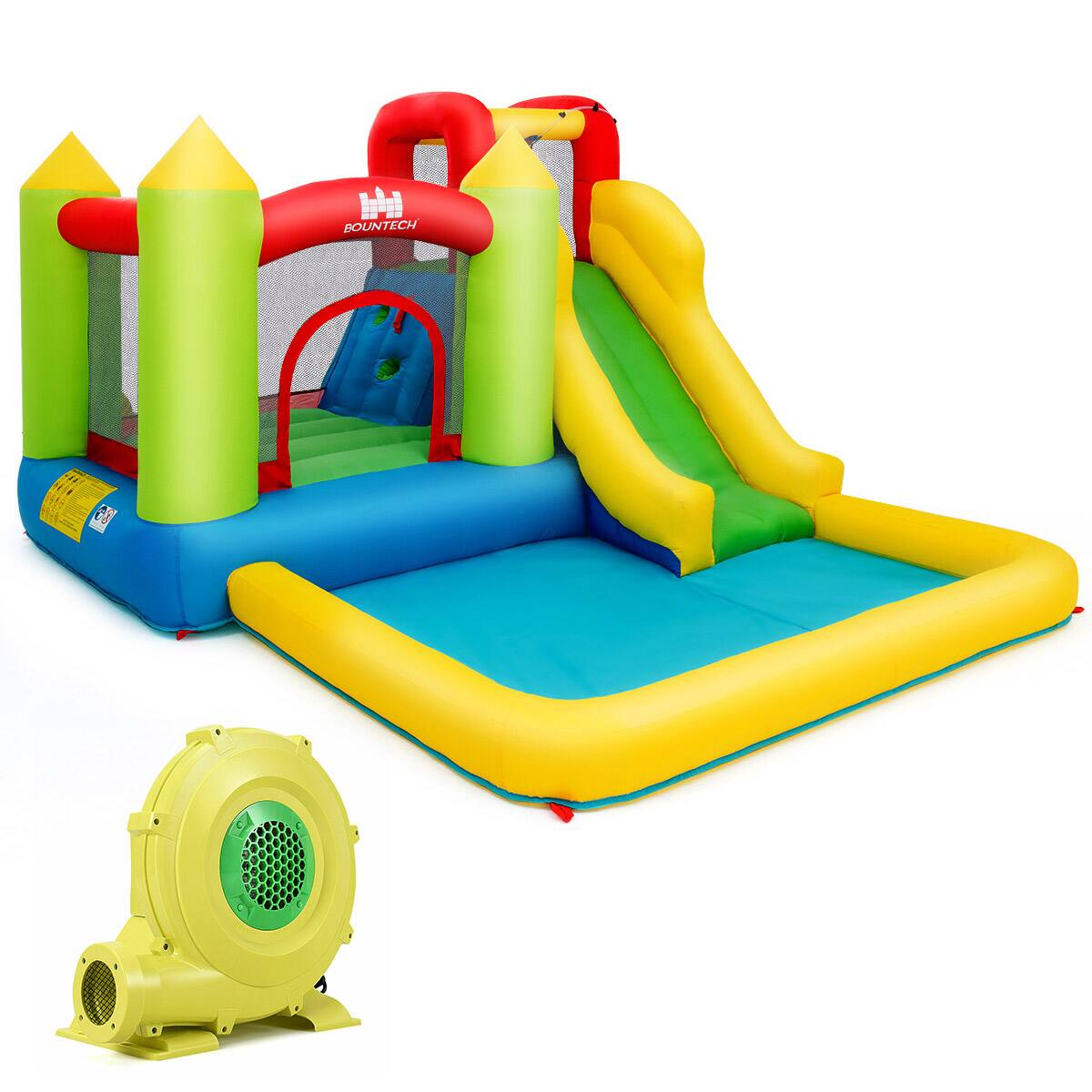 Costway - Outdoor Inflatable Bounce House Water Slide Climb Bouncer Pool Gift 480W Blower - Multicolor price history on PriceWatchPro