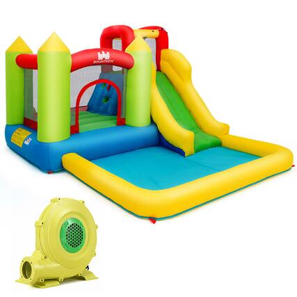 Front. Costway - Costway Outdoor Inflatable Bounce House Water Slide Climb Bouncer Pool Gift 480W Blower - Multicolor.