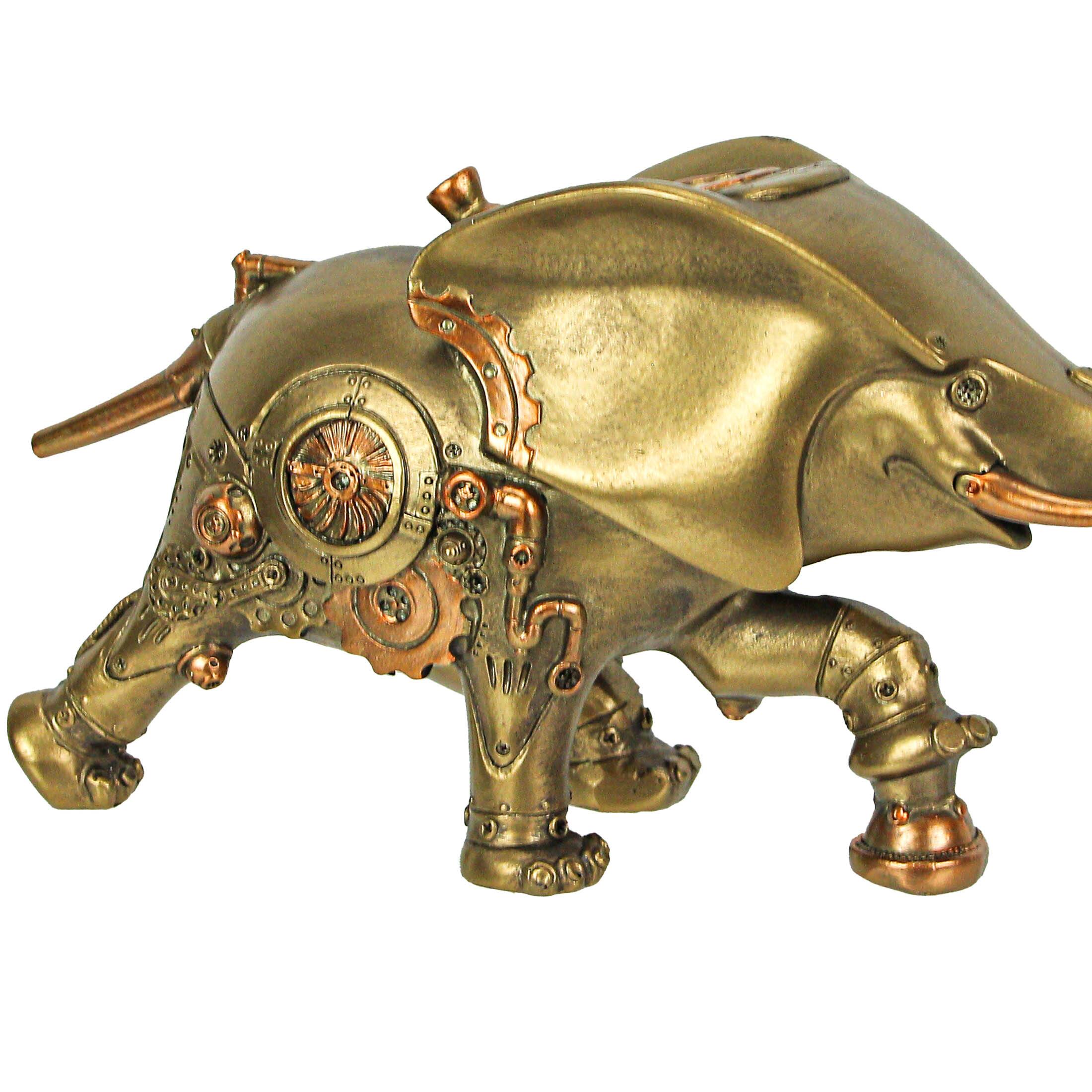 Alt View 1. Zeckos - Resin Bronze Copper Steampunk Elephant Sculpture Decorative Home Decor Figurine - Bronze.