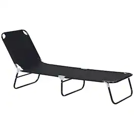 Resenkos - Folding Chaise Lounge Pool Chairs, Outdoor Sun Tanning Chairs With 5-Level Reclining Back, Steel Frame - Black