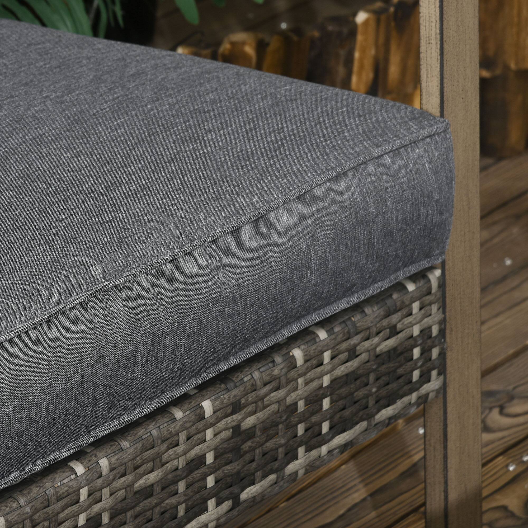 Alt View 7. Outsunny - 4 Piece Wicker Patio Furniture Set with 2 Rocking Chairs, Loveseat Sofa, Outdoor PE Rattan Conversation Set - Dark Gray.