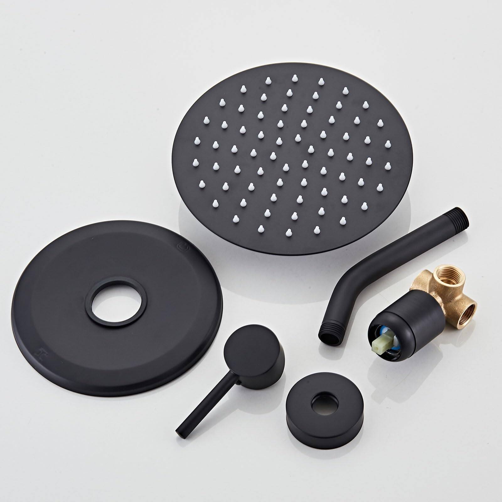 Alt View 9. Paradigms Interiors - Shower Faucet Set Round Rainfall Head With Handheld Vaval And Trim Kit Wall Mounted - Default.