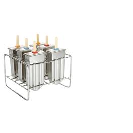 Home Collection - Stainless Steel Popsicle Molds 6 Pack with Frame and Sticks, Reusable Ice Cream Bar Maker - Silver