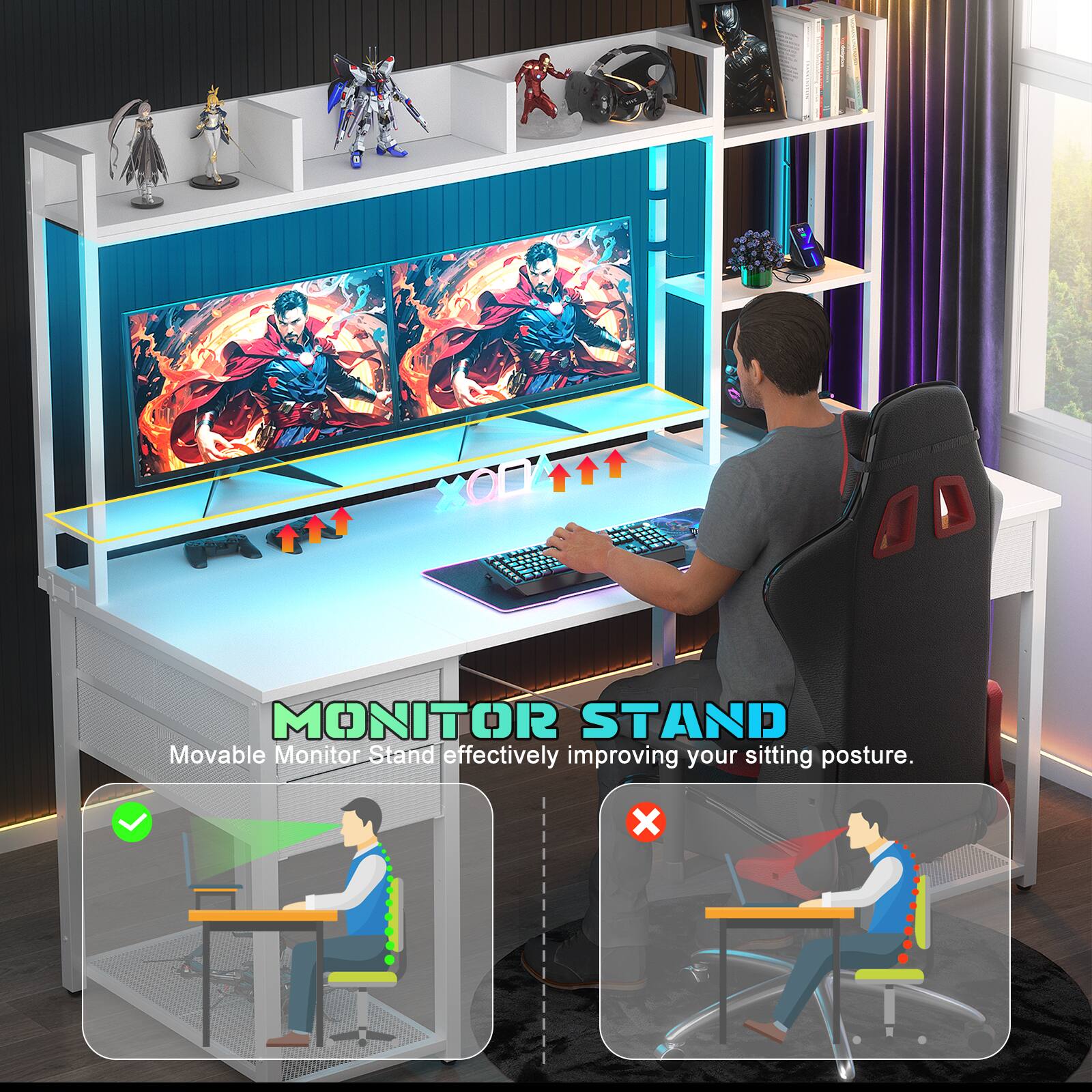 A XO MONITOR STAND Movable Monitor Stand effectively improving your sitting posture.
