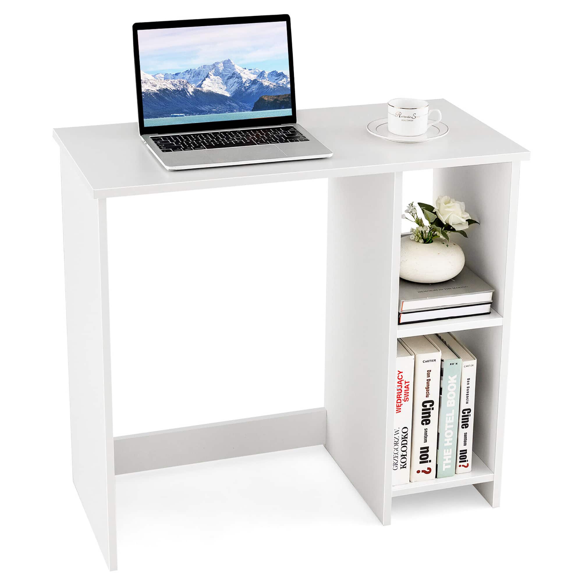 Gymax - 31.5'' Small Computer Desk Home Office Study Writing Desk with 2 Compartments - White