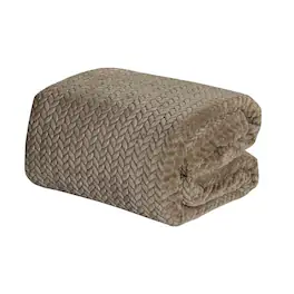 Noble House - Plazatex Chevron Plush All Season Decorative Throw Blanket 50" x 70" - Taupe