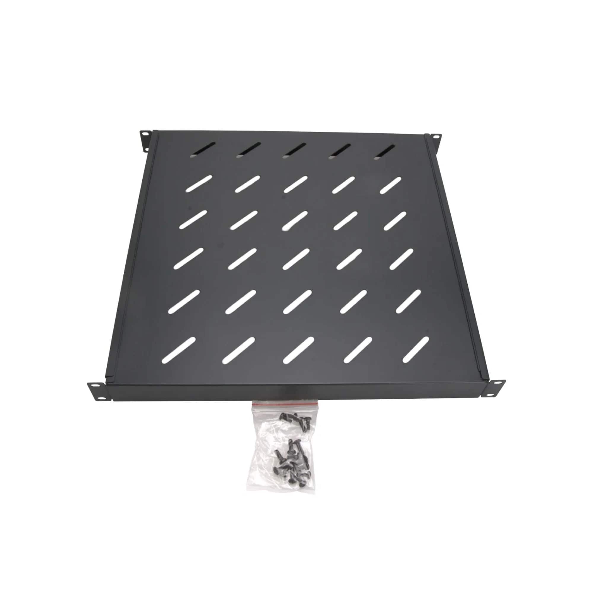 Cables Direct Online - 1U 19” Fixed Server Shelf 4 Post Rack Mount, Adjustable from 18in - 42in, 40 lb Capacity - Black