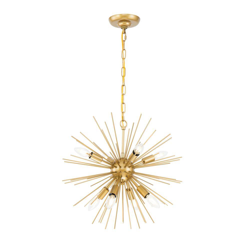 Alt View 6. Living District - Timber 8 light Brass pendant - Brass.