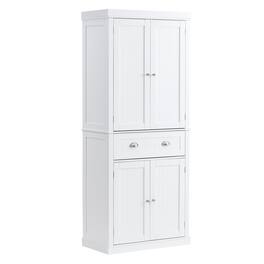 VEVOR - 72" Kitchen Pantry Storage Cabinet, Freestanding Utility Cabinets with Doors, Drawer and 3 Adjustable Shelves - Pearl White