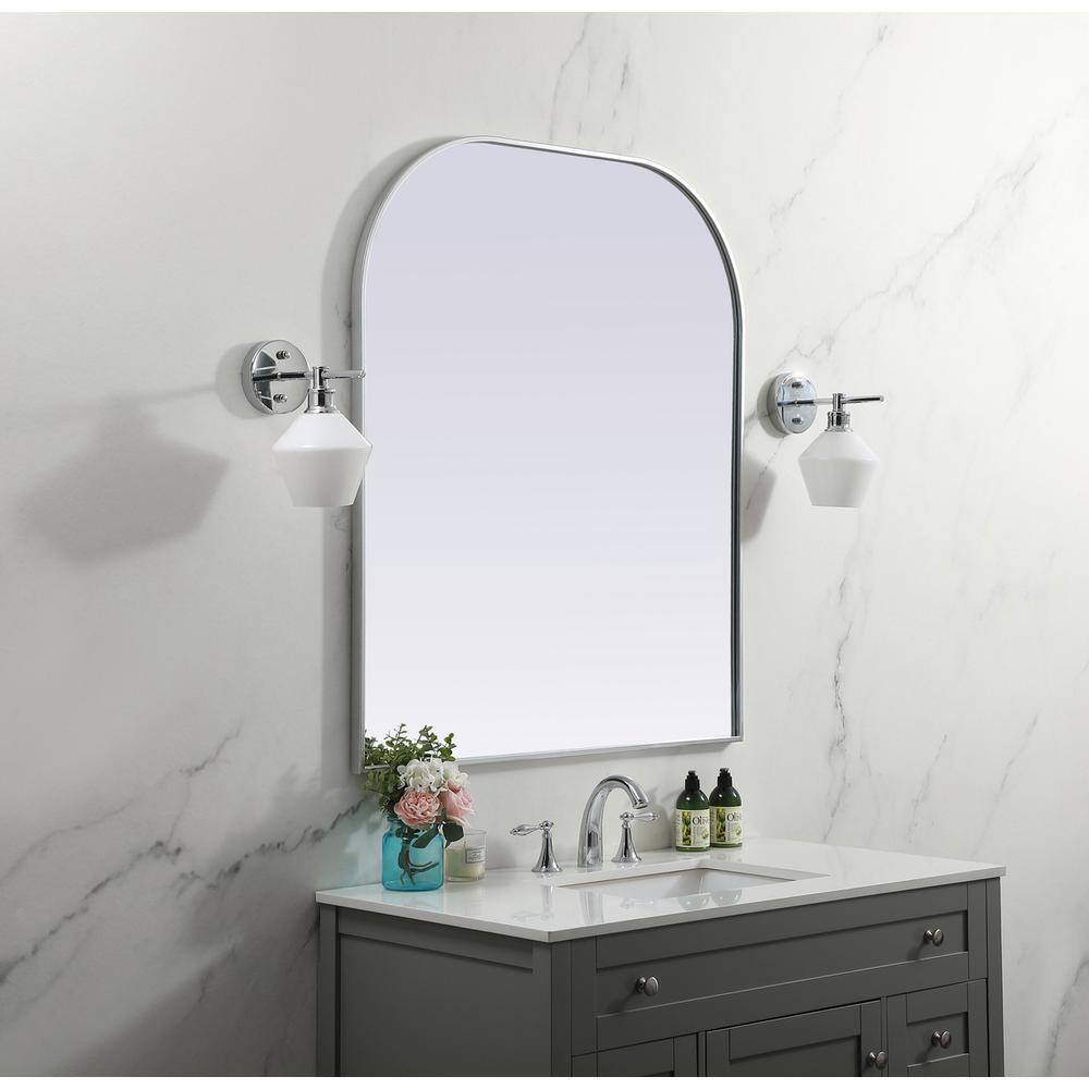Alt View 4. Elegant Decor - Metal Frame Arch Mirror 36x42 Inch in Silver - Silver.