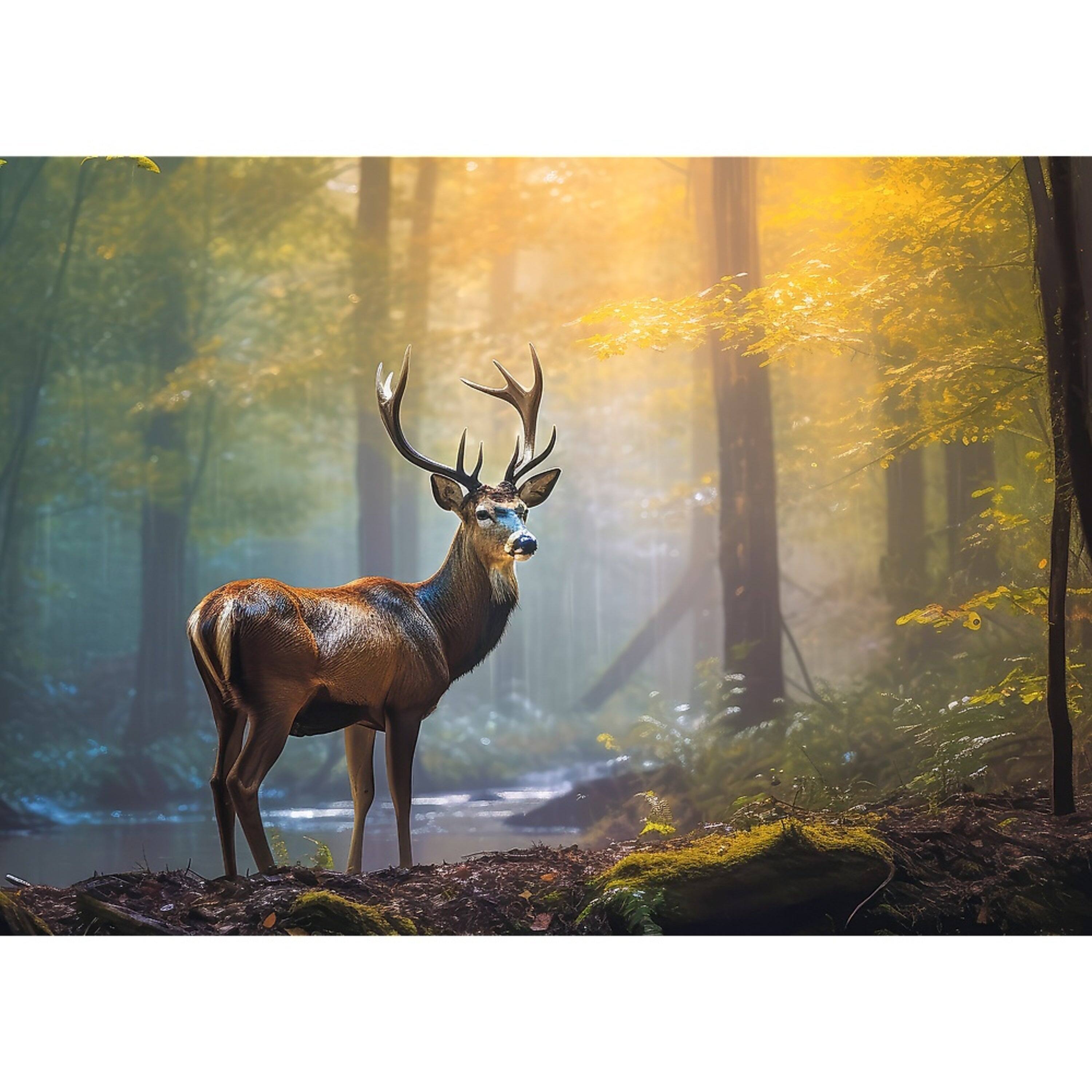 Alt View 1. Trefl - Trefl Red 500 Piece Puzzle - Nature - Buck in the Forest.
