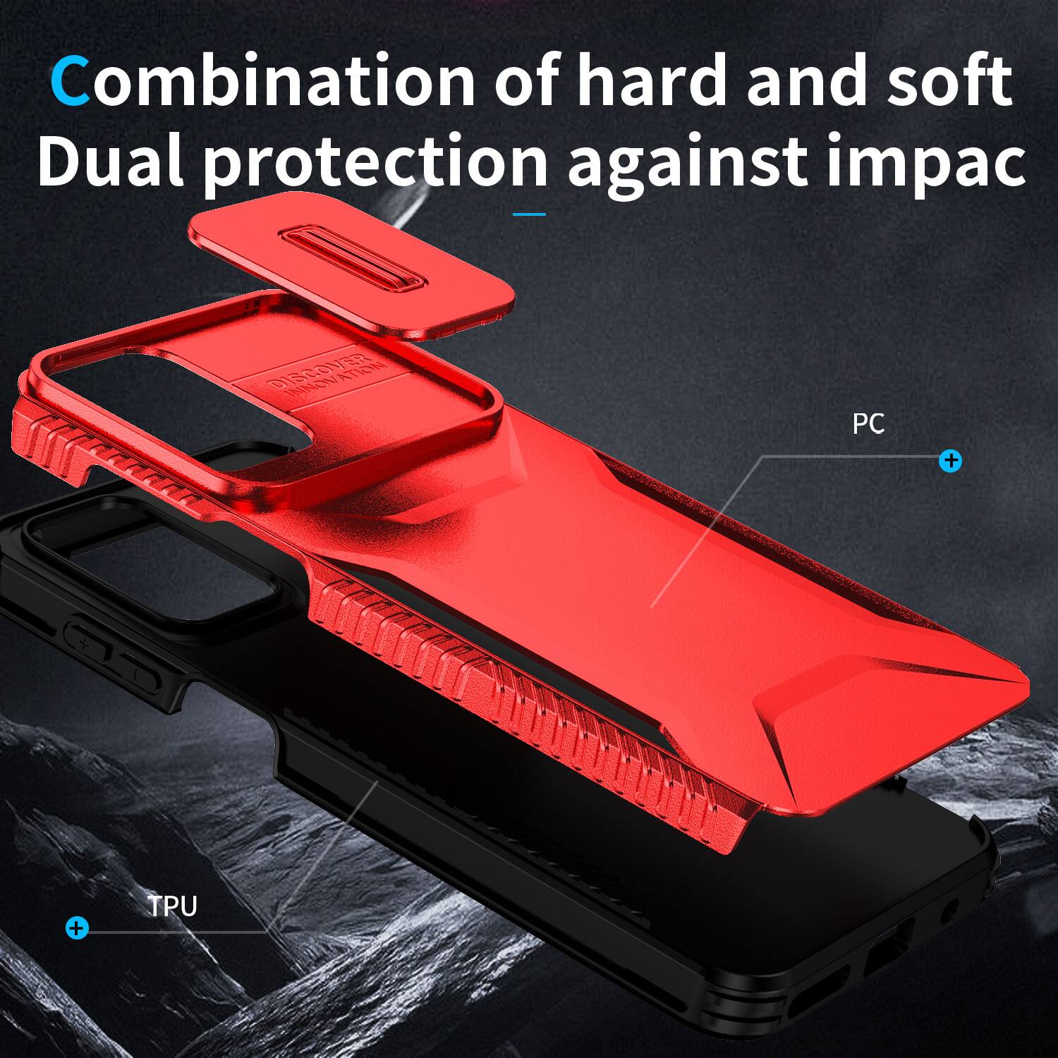 Combination of hard and soft  
Dual protection against impact

LUTTON CG  
INNOVATION  
PC  
TPU