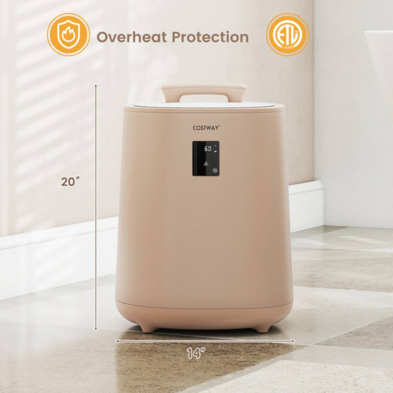 Overheat Protection  
ETL Listed  
Costway  
60  
20"  
14"