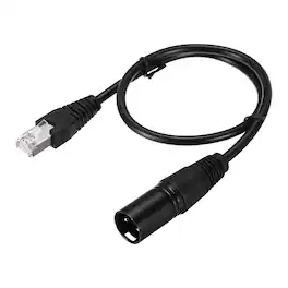 Unique Bargains - 3 Pin DMX512 XLR Male to RJ45 Male Adapter Cable, 1.6ft, for Stage Studio Console Lighting - Black